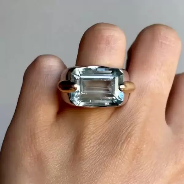 Aquamarine Bold Cocktail Ring