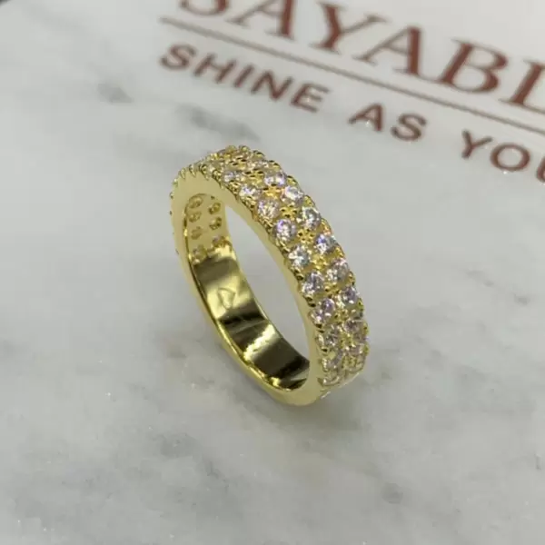 1.95ct Round Cut White Sapphire Half Double Row Band in Gold 