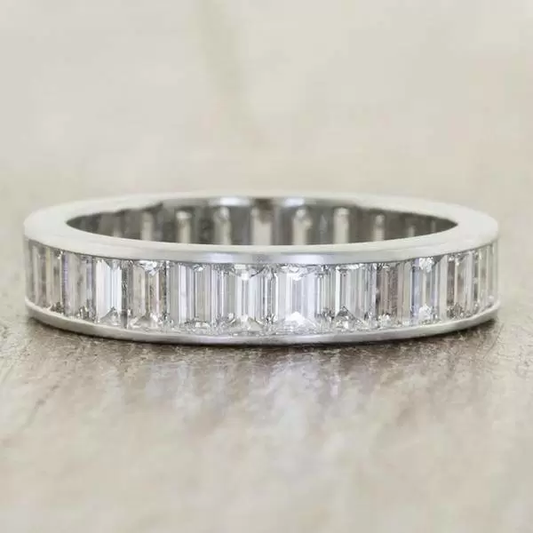 3.85ct Emerald Cut White Sapphire Eternity Band