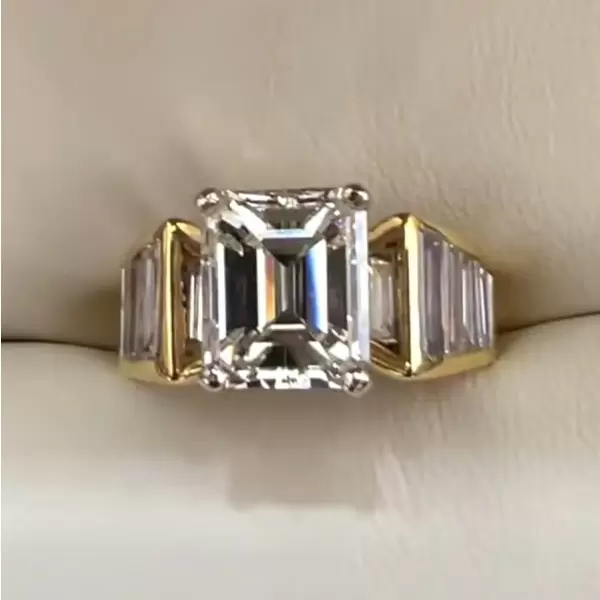 6ct Emerald Cut Two Tone Modern Engagement Ring