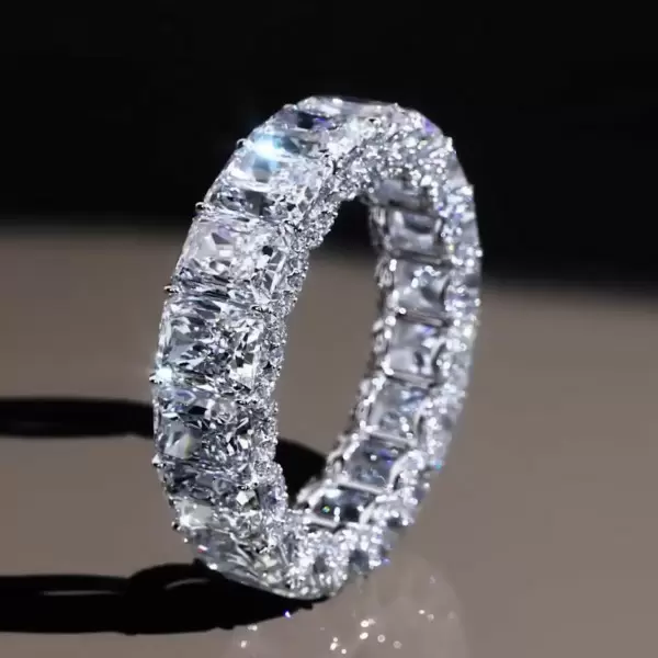 Radiant Cut White Sapphire Eternity Ring