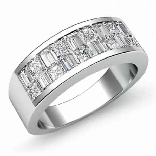 Princess and Cut Baguette Wedding Band