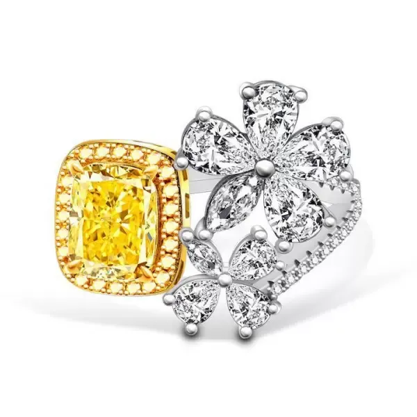 Radiant Cut Fancy Yellow Flowers Engagement Ring.jpg